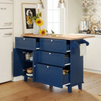 Ensemble d'îlot de cuisine style ferme avec table à abattant, deux sièges, armoire de rangement, tiroirs et porte-serviettes
