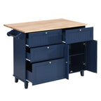 Ensemble d'îlot de cuisine style ferme avec table à abattant, deux sièges, armoire de rangement, tiroirs et porte-serviettes