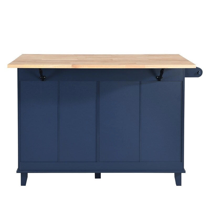 Ensemble d'îlot de cuisine style ferme avec table à abattant, deux sièges, armoire de rangement, tiroirs et porte-serviettes