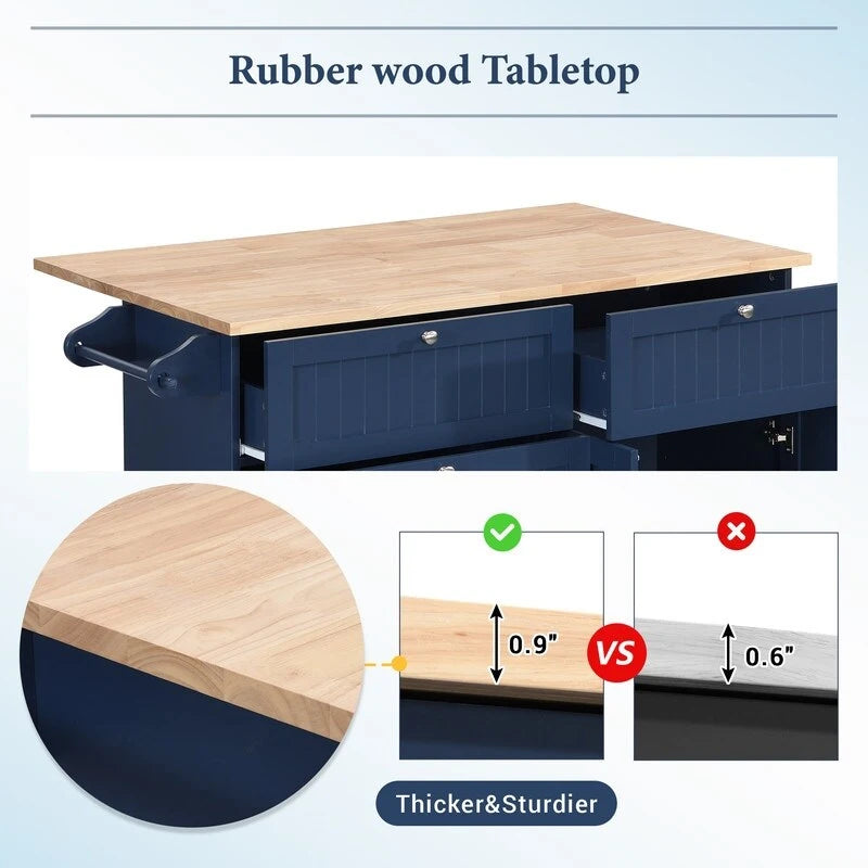 Ensemble d'îlot de cuisine style ferme avec table à abattant, deux sièges, armoire de rangement, tiroirs et porte-serviettes