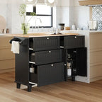 Ensemble d'îlot de cuisine style ferme avec table à abattant, deux sièges, armoire de rangement, tiroirs et porte-serviettes