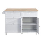 Ensemble d'îlot de cuisine style ferme avec table à abattant, deux sièges, armoire de rangement, tiroirs et porte-serviettes