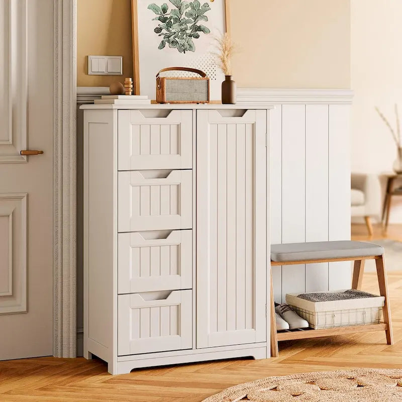 Meuble de rangement de cuisine de 33 pouces, armoire de rangement de salle de bain en bois autoportante avec 4 tiroirs pour la cuisine et la salle à manger