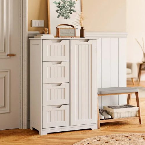 Meuble de rangement de cuisine de 33 pouces, armoire de rangement de salle de bain en bois autoportante avec 4 tiroirs pour la cuisine et la salle à manger