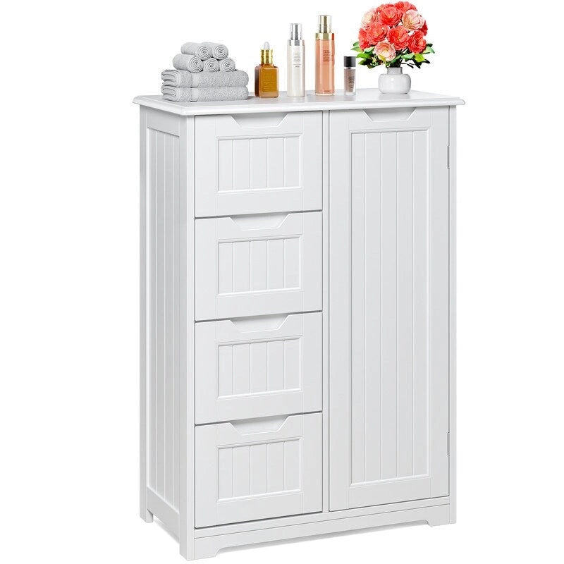 Meuble de rangement de cuisine de 33 pouces, armoire de rangement de salle de bain en bois autoportante avec 4 tiroirs pour la cuisine et la salle à manger