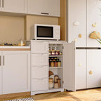 Meuble de rangement de cuisine de 33 pouces, armoire de rangement de salle de bain en bois autoportante avec 4 tiroirs pour la cuisine et la salle à manger