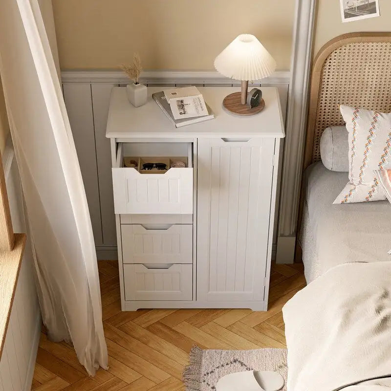 Meuble de rangement de cuisine de 33 pouces, armoire de rangement de salle de bain en bois autoportante avec 4 tiroirs pour la cuisine et la salle à manger