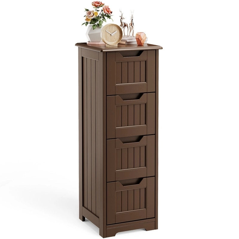 Meuble de rangement de cuisine de 33 pouces, armoire de rangement de salle de bain en bois autoportante avec 4 tiroirs pour la cuisine et la salle à manger