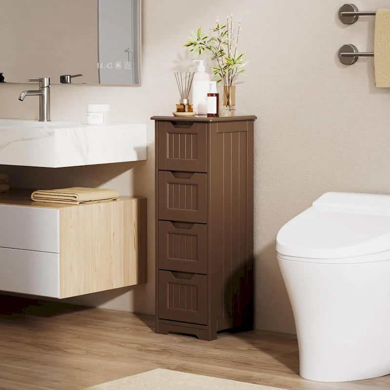 Meuble de rangement de cuisine de 33 pouces, armoire de rangement de salle de bain en bois autoportante avec 4 tiroirs pour la cuisine et la salle à manger