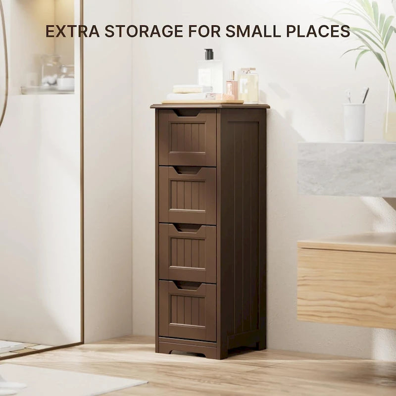 Meuble de rangement de cuisine de 33 pouces, armoire de rangement de salle de bain en bois autoportante avec 4 tiroirs pour la cuisine et la salle à manger