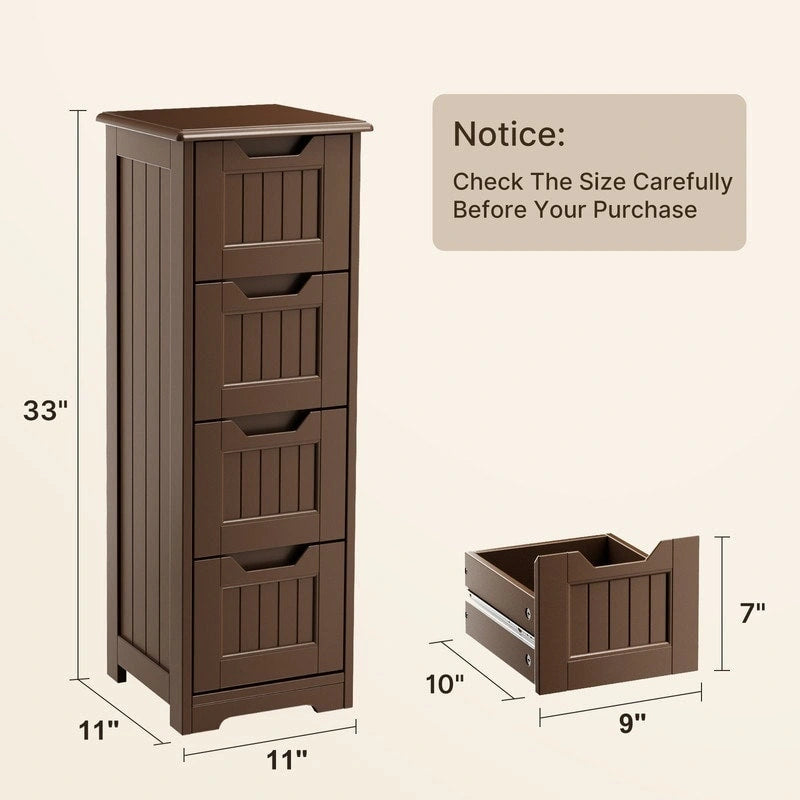 Meuble de rangement de cuisine de 33 pouces, armoire de rangement de salle de bain en bois autoportante avec 4 tiroirs pour la cuisine et la salle à manger