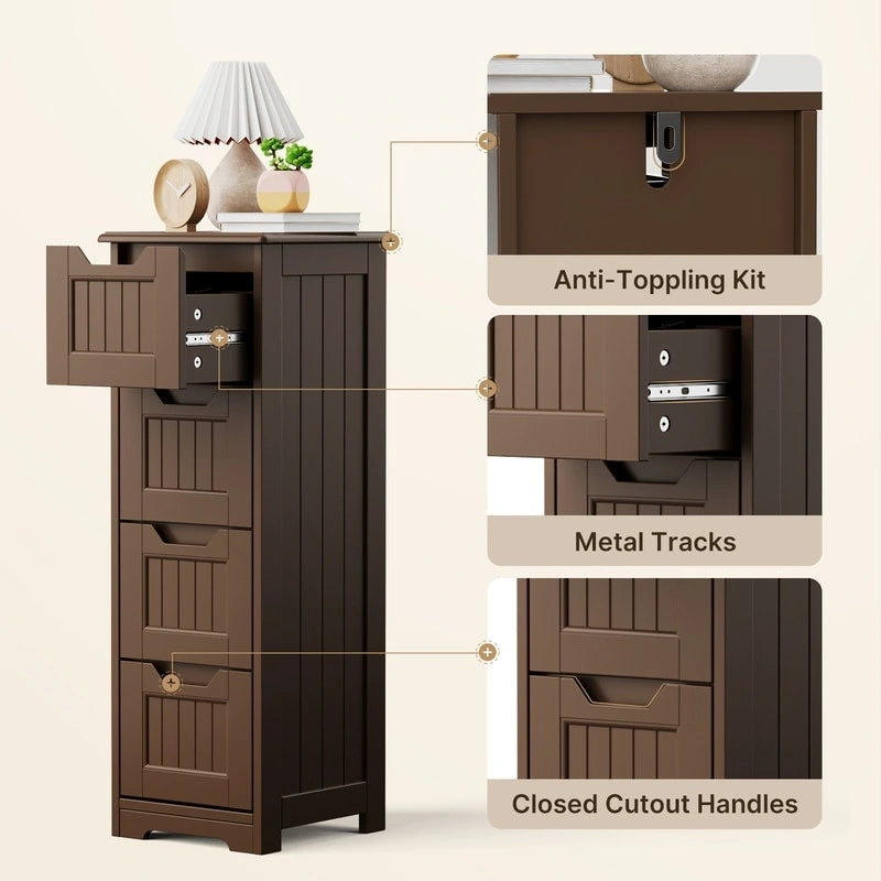 Meuble de rangement de cuisine de 33 pouces, armoire de rangement de salle de bain en bois autoportante avec 4 tiroirs pour la cuisine et la salle à manger
