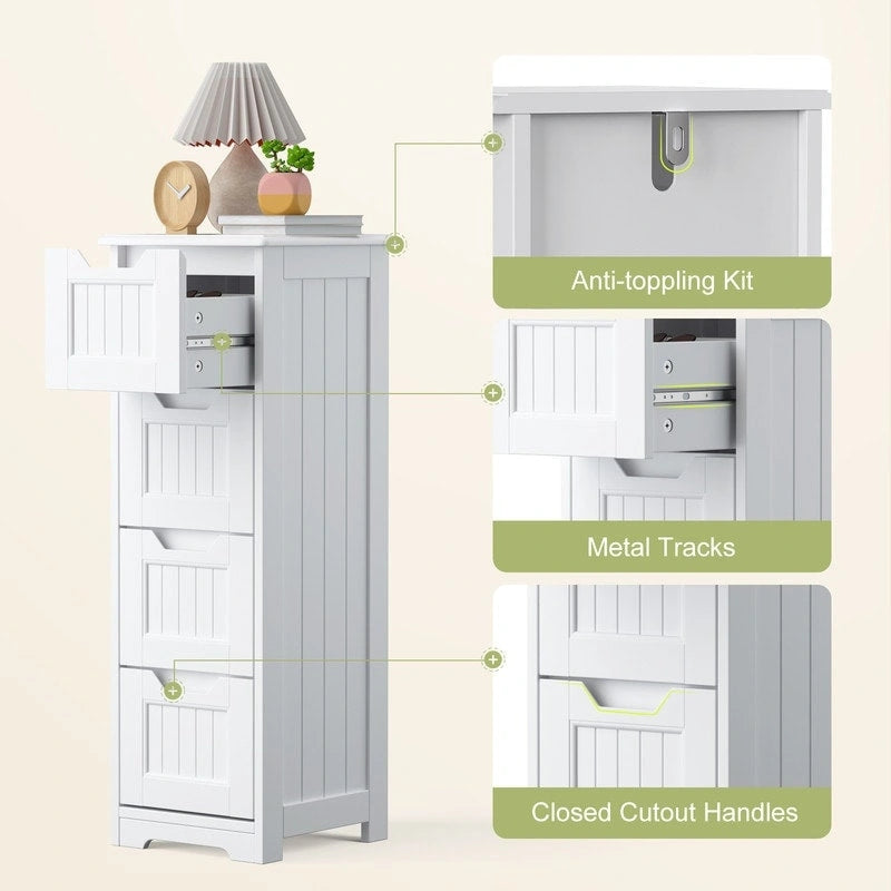 Meuble de rangement de cuisine de 33 pouces, armoire de rangement de salle de bain en bois autoportante avec 4 tiroirs pour la cuisine et la salle à manger