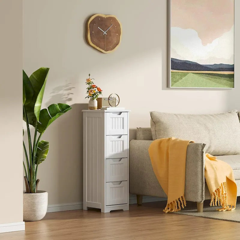 Meuble de rangement de cuisine de 33 pouces, armoire de rangement de salle de bain en bois autoportante avec 4 tiroirs pour la cuisine et la salle à manger