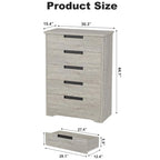 Commode 5 tiroirs naturelle pour chambre à coucher, salon, chambre d'enfant