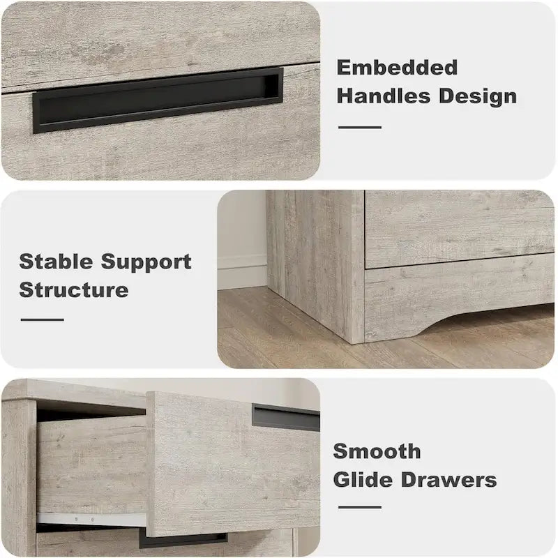 Commode 5 tiroirs naturelle pour chambre à coucher, salon, chambre d'enfant