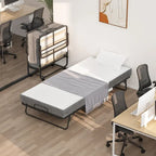 Lit pliant avec matelas, lit d'appoint portable à roulettes avec matelas en mousse à mémoire de forme