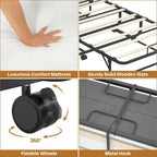 Lit pliant avec matelas, lit d'appoint portable à roulettes avec matelas en mousse à mémoire de forme