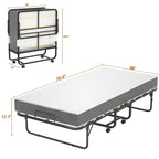 Lit pliant avec matelas, lit d'appoint portable à roulettes avec matelas en mousse à mémoire de forme