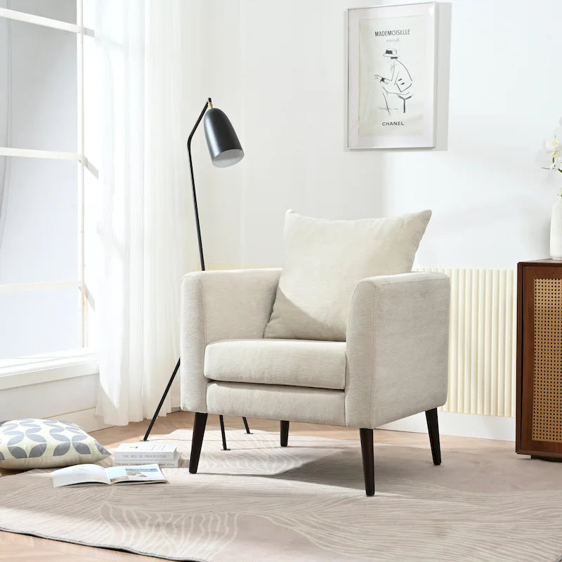 Fauteuil d'appoint paresseux pour salon, fauteuil cabriolet en tissu polaire avec pieds en bois massif pour salon, chambre ou bureau