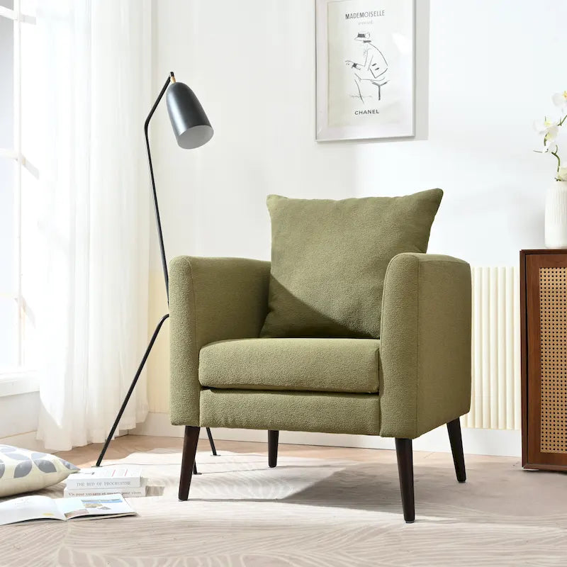 Fauteuil d'appoint paresseux pour salon, fauteuil cabriolet en tissu polaire avec pieds en bois massif pour salon, chambre ou bureau