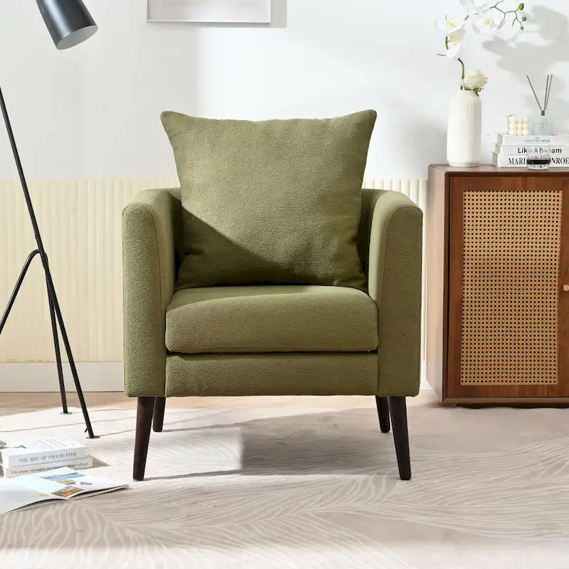 Fauteuil d'appoint paresseux pour salon, fauteuil cabriolet en tissu polaire avec pieds en bois massif pour salon, chambre ou bureau