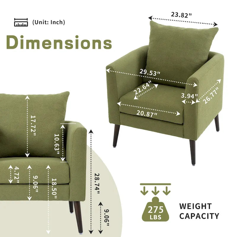 Fauteuil d'appoint paresseux pour salon, fauteuil cabriolet en tissu polaire avec pieds en bois massif pour salon, chambre ou bureau