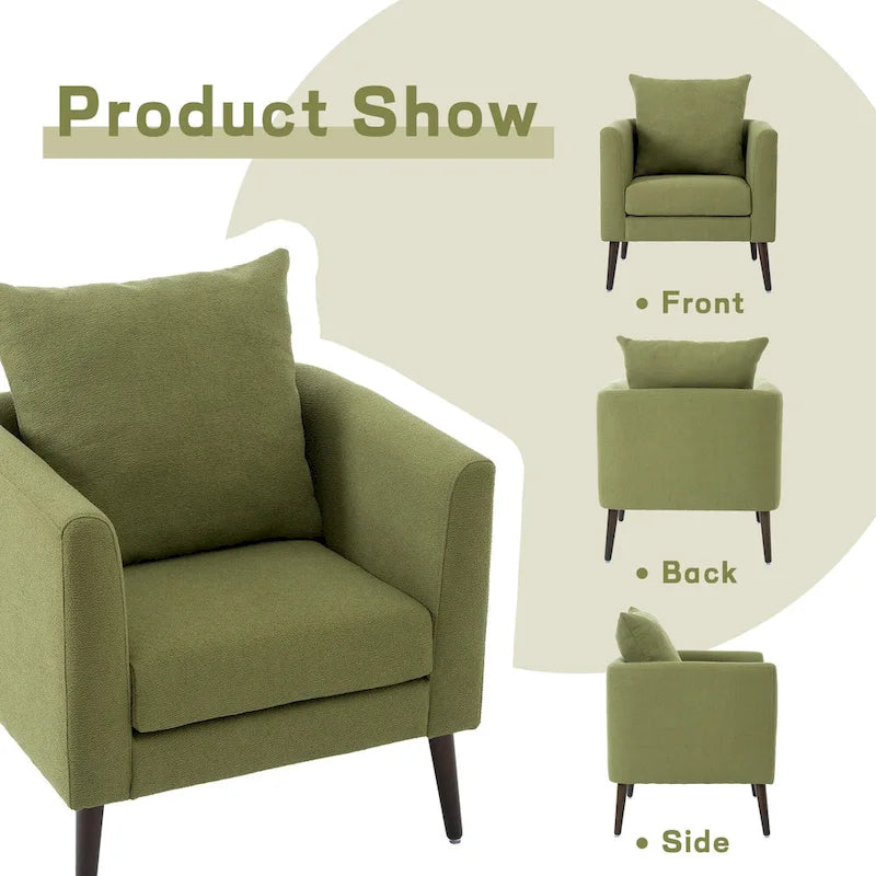Fauteuil d'appoint paresseux pour salon, fauteuil cabriolet en tissu polaire avec pieds en bois massif pour salon, chambre ou bureau