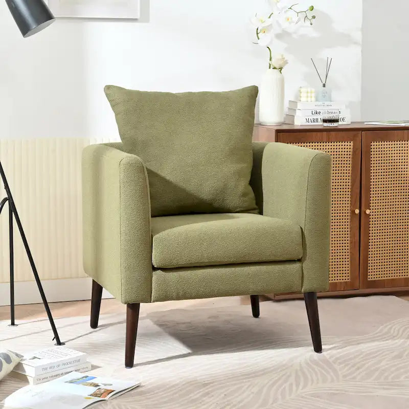 Fauteuil d'appoint paresseux pour salon, fauteuil cabriolet en tissu polaire avec pieds en bois massif pour salon, chambre ou bureau