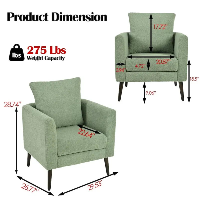 Fauteuil d'appoint paresseux pour salon, fauteuil cabriolet en tissu polaire avec pieds en bois massif pour salon, chambre ou bureau