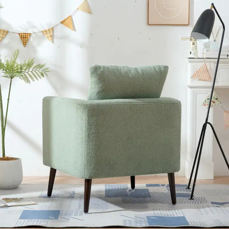 Fauteuil d'appoint paresseux pour salon, fauteuil cabriolet en tissu polaire avec pieds en bois massif pour salon, chambre ou bureau