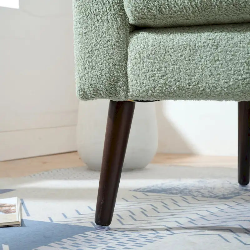 Fauteuil d'appoint paresseux pour salon, fauteuil cabriolet en tissu polaire avec pieds en bois massif pour salon, chambre ou bureau