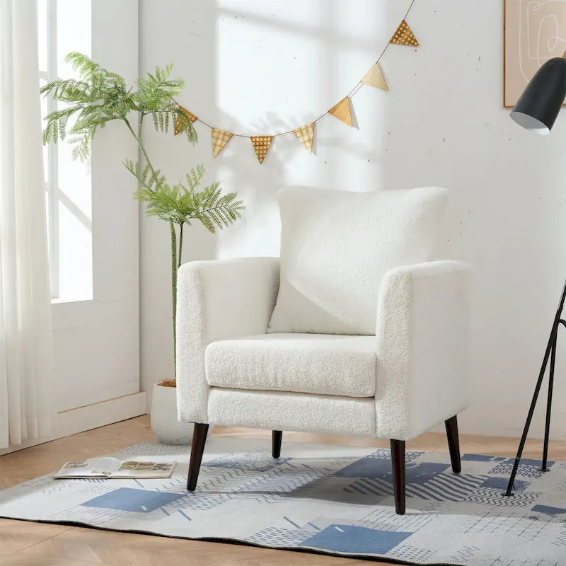 Fauteuil d'appoint paresseux pour salon, fauteuil cabriolet en tissu polaire avec pieds en bois massif pour salon, chambre ou bureau