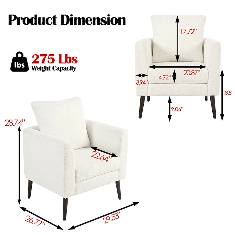 Fauteuil d'appoint paresseux pour salon, fauteuil cabriolet en tissu polaire avec pieds en bois massif pour salon, chambre ou bureau