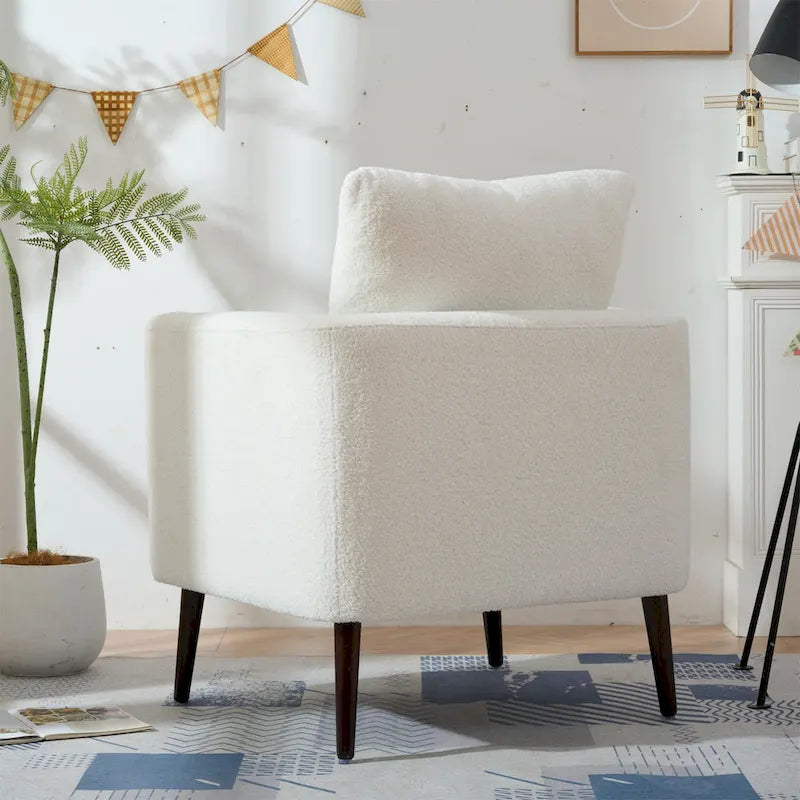 Fauteuil d'appoint paresseux pour salon, fauteuil cabriolet en tissu polaire avec pieds en bois massif pour salon, chambre ou bureau