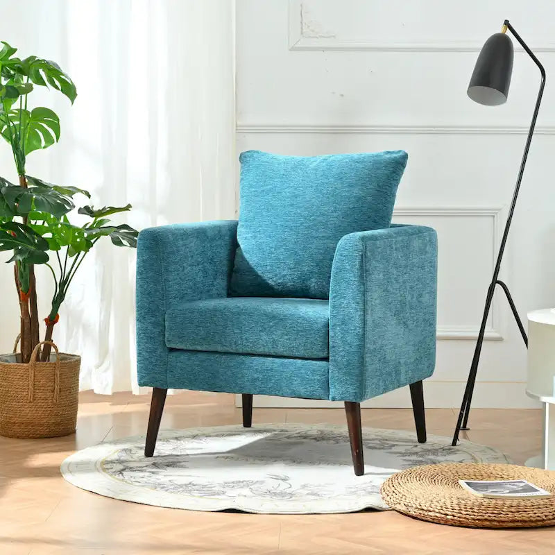Fauteuil d'appoint paresseux pour salon, fauteuil cabriolet en tissu polaire avec pieds en bois massif pour salon, chambre ou bureau