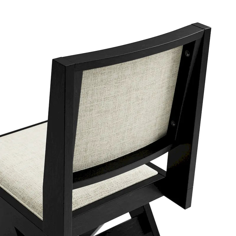 Ensemble de salle à manger rond moderne 7 pièces Evrena de 59 po en bois massif noir Furniture of America