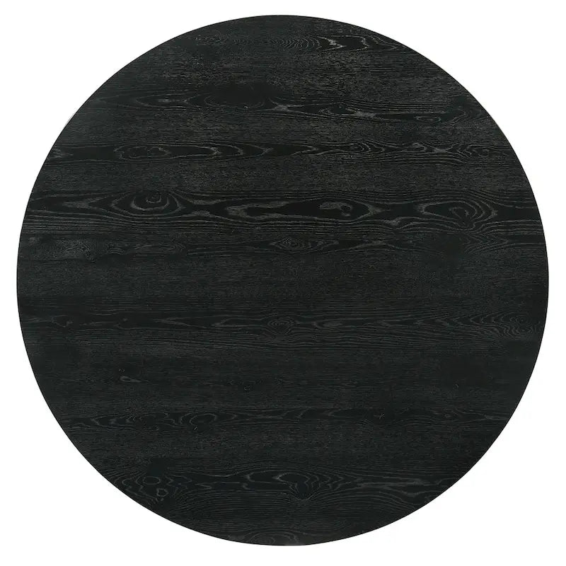 Ensemble de salle à manger rond moderne 7 pièces Evrena de 59 po en bois massif noir Furniture of America