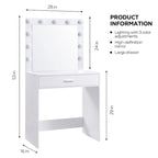 Table de maquillage pour filles avec 3 modes d'éclairage LED