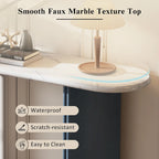 Console de table d'entrée ovale en faux marbre, table d'appoint étroite pour canapé avec base triangulaire