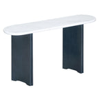 Console de table d'entrée ovale en faux marbre, table d'appoint étroite pour canapé avec base triangulaire