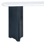 Console de table d'entrée ovale en faux marbre, table d'appoint étroite pour canapé avec base triangulaire