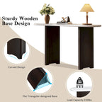 Console de table d'entrée ovale en faux marbre, table d'appoint étroite pour canapé avec base triangulaire