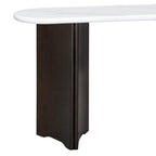 Console de table d'entrée ovale en faux marbre, table d'appoint étroite pour canapé avec base triangulaire