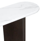 Console de table d'entrée ovale en faux marbre, table d'appoint étroite pour canapé avec base triangulaire