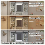 46.5 Coiffeuse de ferme avec miroir lumineux LED réglable et station de recharge pour chambre à coucher