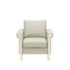 Fauteuil d'appoint en velours avec coussins amovibles et pieds en métal