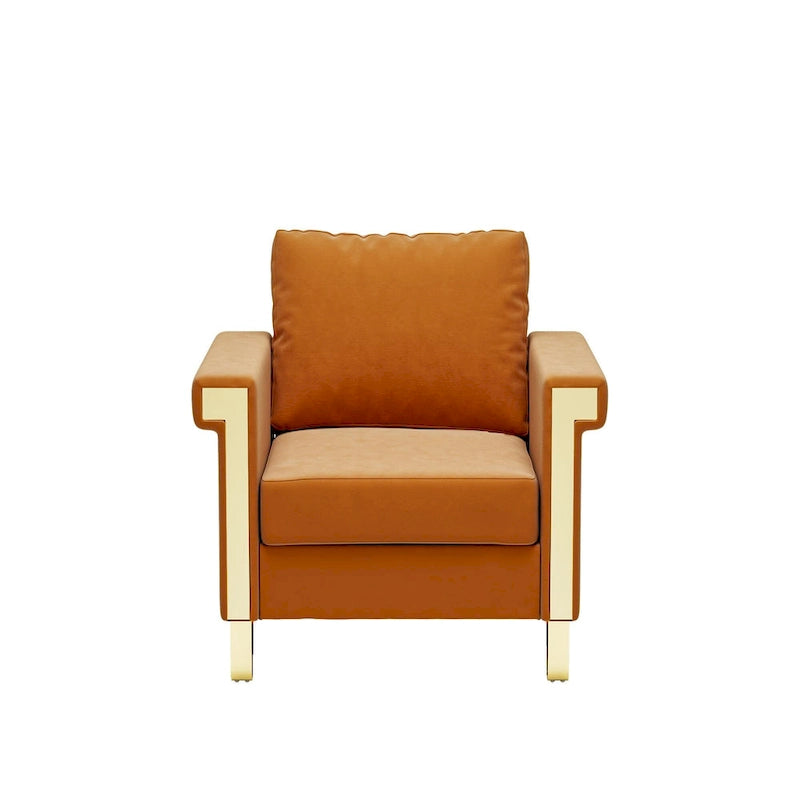 Fauteuil d'appoint en velours avec coussins amovibles et pieds en métal