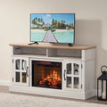 Meuble TV Jasmine White 2 portes avec cheminée électrique, jusqu'à 70 po