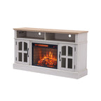 Meuble TV Jasmine White 2 portes avec cheminée électrique, jusqu'à 70 po
